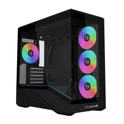 Gabinete Gamer Lian Li Vector V100 Mini Redragon Spec, Micro-ATX, Lateral em Vidro Temperado, ARGB, Inclui 4 Fans, Preto - OE809RX