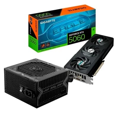 Placa de Vídeo Gigabyte RTX 5060 EAGLE MAX OC + Fonte MSI MAG A650BN, 650W, 80 Plus Bronze