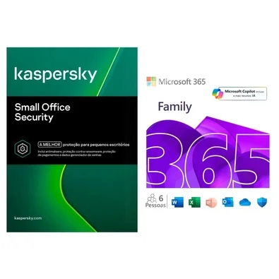 Microsoft 365 Family ESD + Kaspersky Small Office Security 5 usuarios + 5 PCs + 5 mobile 1 ano ESD