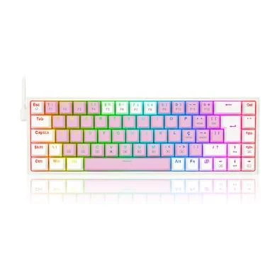 Teclado Mecânico Gamer Redragon Castor, RGB, Switch Blue, ABNT2, Rosa e Branco - K631PW-RGB (PT-BLUE)
