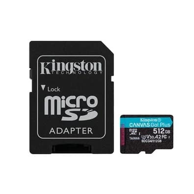 MicroSD Kingston, 512GB, microSDXC Canvas Go Plus, Gen4, com adaptador - SDCG4/512GB