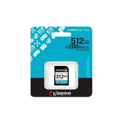 Cartão de memória Kingston, SDXC Canvas Go Plus, 512GB, Gen4, 200MB/s - SDG4/512GB