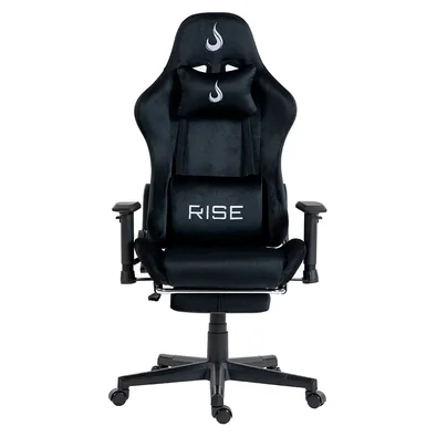 Cadeira Gamer Rise Mode X02, Ângulo Ajustável, Até 130Kg, Braço 2D, Tecido, Apoio Para os Pés Retrátil, Preta - RM-CG-X02-BK-FBC