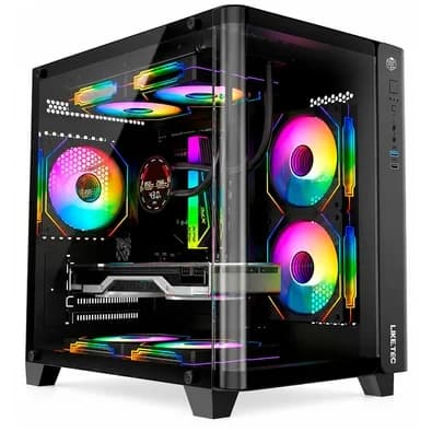 Gabinete Gamer Liketec Madness Small, Mini Tower, Micro-ATX, Lateral e Frontal em Vidro Curvo, Sem Fans, Preto - LK-MADNESS-MINI-25-BLK