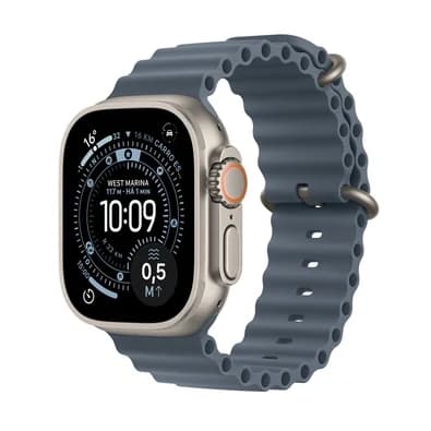 Apple Watch Ultra 3 GPS + Cellular, Caixa Natural de Titânio de 49 mm, Pulseira Oceano Azul-âncora - MEWH4BE/A