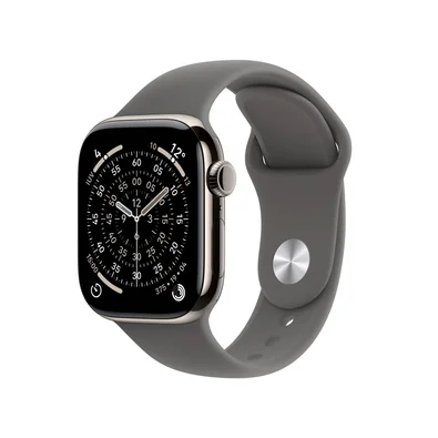 Apple Watch Series 11 GPS + Cellular, Caixa Natural de Titânio de 42 mm, Pulseira esportiva Cinza-pedra, Tamanho M/G - MF8N4AM/A