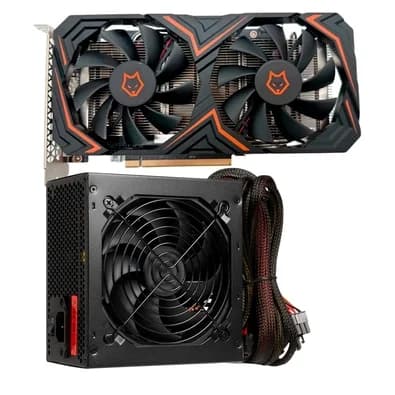 Placa De Vídeo Husky Alpha RX 580 + Fonte Fortrek Black Hawk, 500W, 80 Plus Bronze