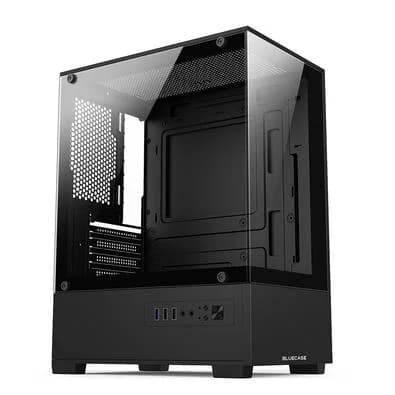 Gabinete Gamer Bluecase BG-054 HIT, Mid tower, Micro ATX e Mini ITX, Frontal e lateral em vidro, USB 3.0, Sem FANs, Preto - BG-054BBX