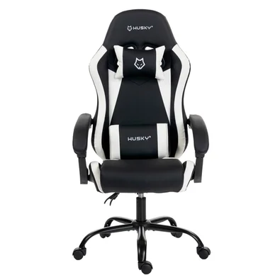 Cadeira Gamer Husky Storm 100, Até 120kg, Almofadas, Reclinável 135º, PU, Preta E Branca - HCG100PTBR
