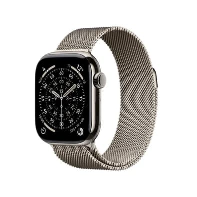 Apple Watch Series 11 GPS + Cellular, Caixa Natural de Titânio de 42 mm, Pulseira Natural Estilo Milanês - MF8P4AM/A