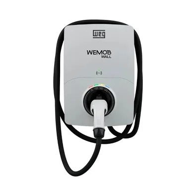 Carregador Veicular Elétrico WEG WEMOB Wall, 7.4kW, Tipo 2, Cabo de 5 Metros, Monofásico/Bifásico, 100-240V, Branco e Preto - 18480197
