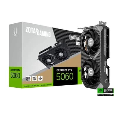 Placa de Vídeo Zotac Gaming RTX 5060 Twin Edge OC NVIDIA GeForce, 8GB GDDR7, 128-bits, Dual Fan, Ray Tracing, DLSS 4 - ZT-B50600H-10A
