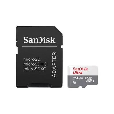 Cartão de Memória SanDisk Micro SD Ultra, 256GB Classe 10, 100MB/s, com Adaptador - SDSQUNR-256G-GN6TA