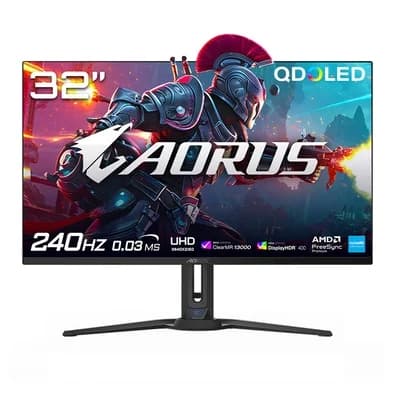 Monitor Gamer Gigabyte AORUS QD-OLED 31.5", 4K, 240Hz, 0.03ms, FreeSync Premium Pro, HDR 400, USB-C, Altura Ajustável, Som Integrado - FO32U2P-SA