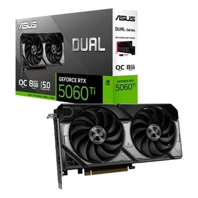 Placa de Vídeo ASUS RTX 5060 TI DUAL O8G NVIDIA GeForce, 8GB, GDDR7, DLSS, Ray Tracing - 90YV0MP2-M0NA00