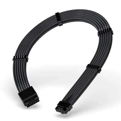 Cabo Extensor de Fonte Rise Mode Sleeved 12VHPWR, PCIE 5.0 16pin (12+4), 30cm, Preto - RM-SL-01-12VHPWR-FB