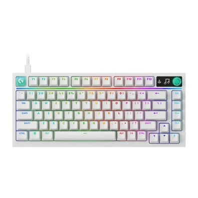 Teclado Gamer Logitech G316 X 75, Switches Tactile Hot-Swappable, Tela LED (Matriz de Pontos), RGB LIGHTSYNC, Layout US, Branco - 920-014313