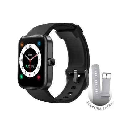 SmartWatch KaBuM! smart 700, Preto, Pulseira Extra Cinza Claro, Compatível IoT Alexa - KBSAC019