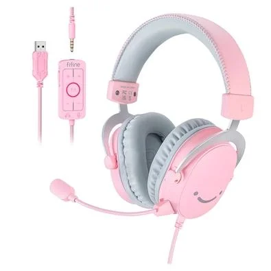 Headset Gamer Fifine H9, Som Surround 7.1, USB, Console e PC, Rosa - H9P