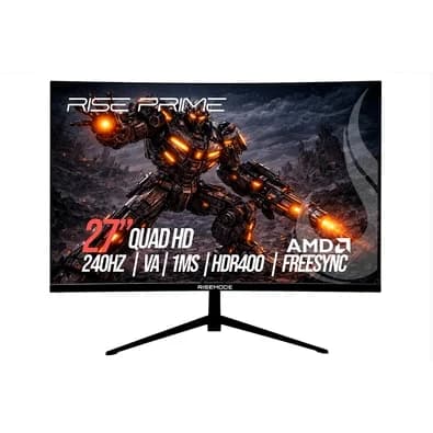 Monitor Gamer Curvo Rise Mode Prime 27", QHD, 240Hz, 1ms, VA, FreeSync, HDR 400, HDMI e DisplayPort, Preto - RM-MOG-27C2402K-B