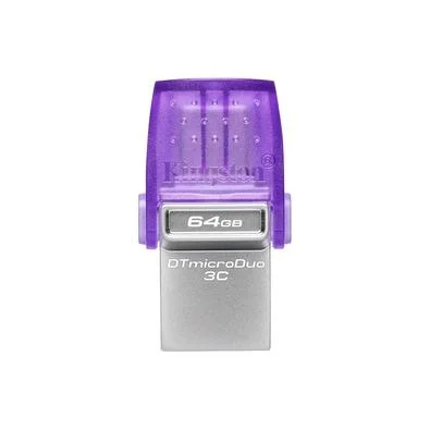 Pen Drive 64GB Kingston Data Traveler, micro Duo 3C, USB C e USB-A, 200MB/s - DTDUO3CG3/64GB