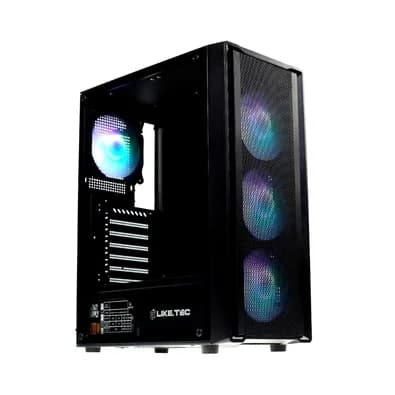 Gabinete Gamer Liketec Storm, Mid Tower, Rainbow, ATX, Lateral em Vidro Temperado 3 Ventoinhas, Preto - LC-MT-STORM-2088