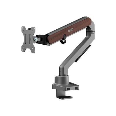 Suporte de Mesa para Monitor AOC AM200H3 17" a 32" com Ajuste por Mola Mecânica, Cinza e Madeira