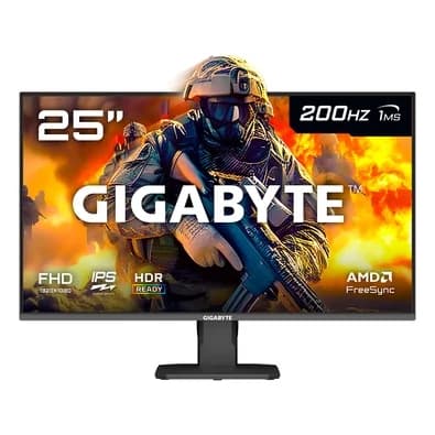 Monitor Gamer Gigabyte 25", FHD, 200Hz, 1ms, IPS, VRR, FreeSync Premium, HDR 10, Alto-falante Embutido - GS25F2-SA
