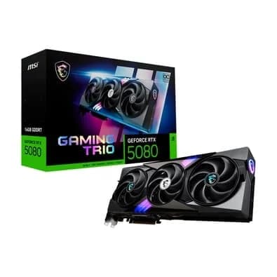Placa de Vídeo MSI RTX 5080 16G GAMING TRIO OC NVIDIA GeForce, 16GB, GDDR7, G-Sync, Ray Tracing, DLSS 4, HDR - G5080-16GTC