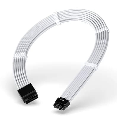 Cabo Extensor de Fonte Rise Mode Sleeved 12VHPWR, PCIE 5.0 16pin (12+4), 30cm, Branco - RM-SL-01-12VHPWR-FW