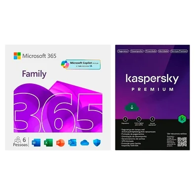Microsoft 365 Family ESD - Digital para Download + Kaspersky Antivírus Premium 5 Dispositivos 1 Ano, Digital para Download