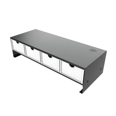 Suporte Ergonômico de Mesa para Monitor e Notebook Ergofirst, com 4 Gavetas, Preto e Branco - MR07