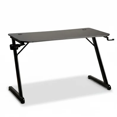 Mesa Gamer Husky Snow, Preto - Superfície em Fibra de Carbono, Suporte para Headset e Copo, Resistente à Umidade - HDG100