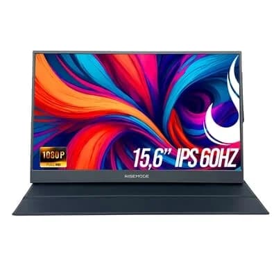 Monitor Portátil Gamer Rise Mode Portavision 15.6", Full HD, 60Hz, IPS, Mini HDMI, USB-C, Preto - RM-MPV-15-B-60FH