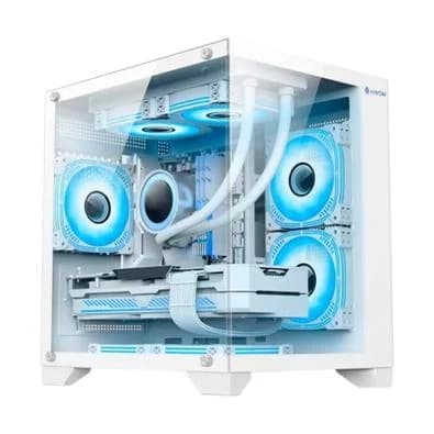 Gabinete Gamer Hayom GB1791, Mini Tower, M-ATX, Lateral e frontal em Vidro Temperado, 4x FANs, Branco - GB1791