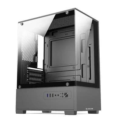 Gabinete Gamer Bluecase BG-055 HIT PRO, Mid tower, Micro ATX e Mini ITX, 3XFAN Rainbow, Frente e lateral em vidro, Cinza - BG-055GBX