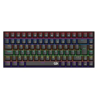 Teclado Mecânico Gamer Redragon Phantom, Iluminação Rainbow, Switch Marrom, Cabo USB-C Removível, ABNT2, Preto - K629-KB (PT-BROWN)