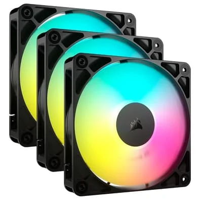 Kit com 3 Ventoinhas Corsair RS120 ARGB, 120mm, PWM, Preto - CO-9050181-WW