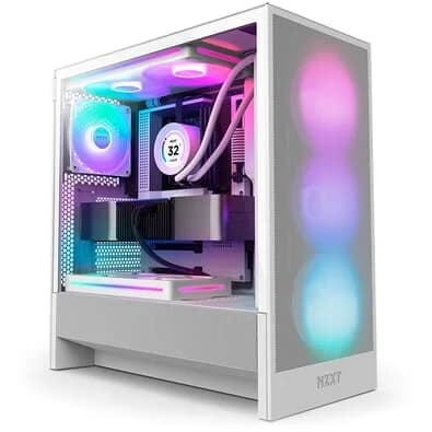 Gabinete NZXT H5 Flow, Quadro Único RGB, até 360mm, Mid-Tower, ATX, Lateral em Vidro, Branco - CC-H52FW-R1
