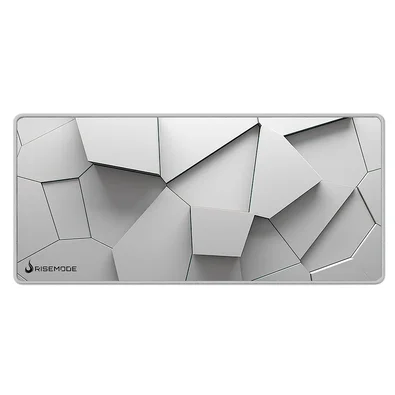 Mousepad Gamer Rise Mode 3D 02, Estendido Pro 900x400mm, Borda Costurada, Branco - RM-MPP-3D2-W