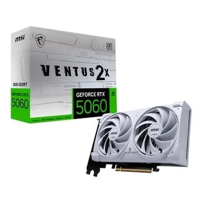 Placa de Vídeo MSI RTX 5060 8G VENTUS 2X OC WHITE Geforce NVIDIA, 8GB, GDDR7, 128 bits, 2535 MHz, DLSS 4, Ray Tracing - G5060-8V2CW