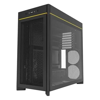 Gabinete Gamer Montech HS01, Mid-Tower, ATX, Vidro Temperado, Sem FANs, Preto - HS01BK