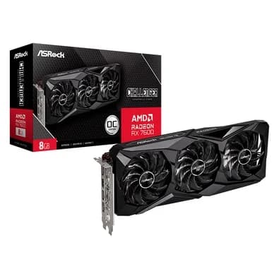 Placa de Vídeo ASRock RX 7600 Challenger PRO OC AMD Radeon, 8GB, GDDR6, Triple Fan - 90-GA62ZZ-00UANF