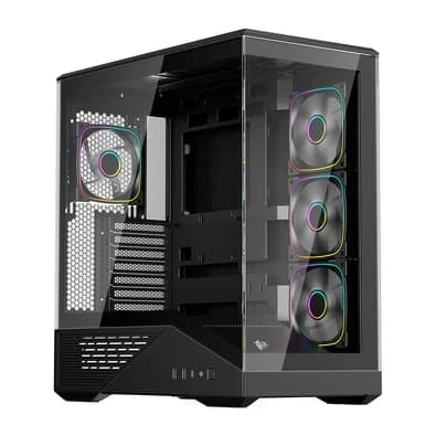 Gabinete Gamer 1STPLAYER GM7, Mid Tower, ATX, Lateral em Vidro Temperado, Sem Fan, Preto - GM7-BK