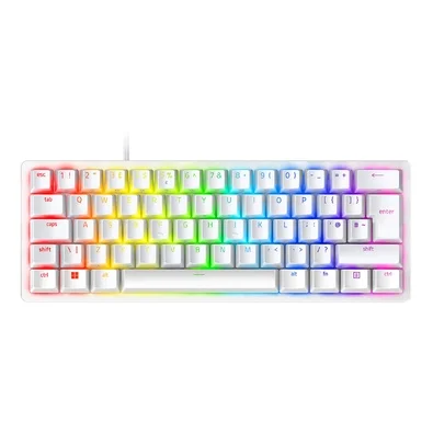 Teclado Gamer Óptico Razer Huntsman Mini, RGB, Switch Clicky Roxo, Formato 60%, Cabo USB-C Destacável, Alumínio Mercury Branco - RZ03-03393300