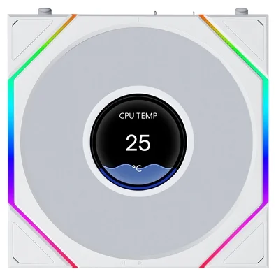 Ventoinha Lian Li Uni Fan TL LCD Flex, 120mm, ARGB, PWM, Tela LCD 1.8, Branco - 12TLLCD1F1W