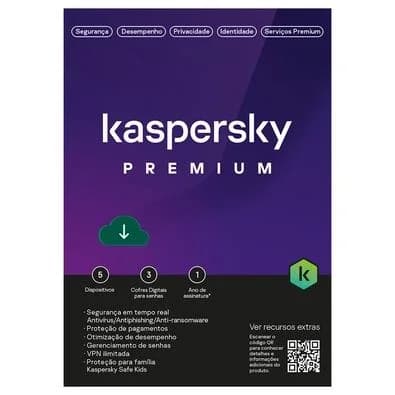 Kaspersky Antivírus Premium 5 Dispositivos 1 Ano, Digital para Download - KL1047KDEFS