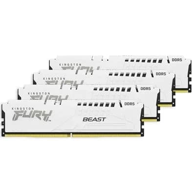 Memória RAM Kingston Fury Beast, 128GB (4x32GB), 5600MHz, DDR5, CL40,para Intel XMP, Branco - KF556C40BWK4-128