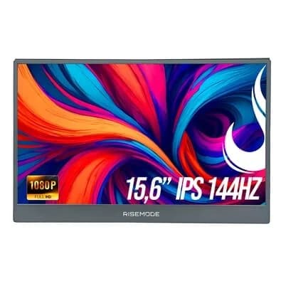 Monitor Portátil Gamer Rise Mode Portavision 15.6", Full HD, 144Hz, IPS, Mini HDMI, USB-C, Preto - RM-MPV-15-B-144FH