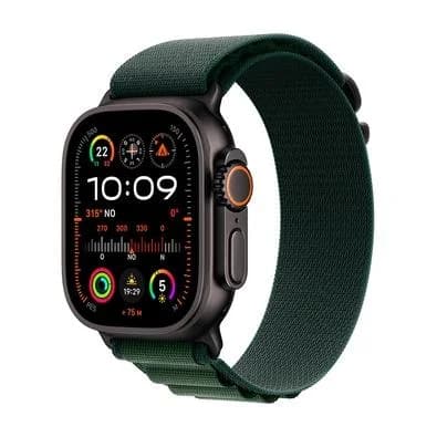 Apple Watch Ultra 2 GPS + Cellular, Caixa Preta de Titânio de 49 mm, Pulseira Loop Alpina Verde Escura, Tamanho M - MX4R3BE/A